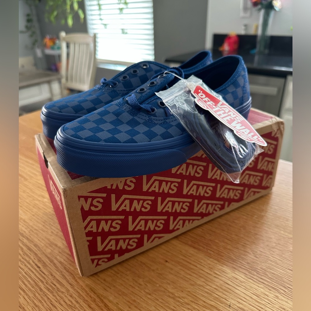 Vans Blue Checkerboard Lace Up Shoes Sneakers US Kids Size 3